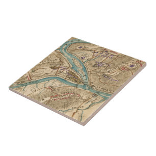 Vintage Harpers Ferry Civil War Map (1862) Ceramic Tile