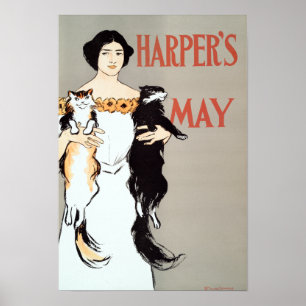 Vintage Harper's May Cats by Edward Penfield Poster