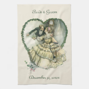 Vintage Harrison Fisher, Christmas Bride and Groom Tea Towel