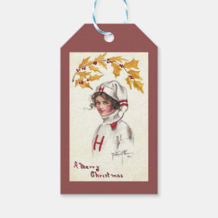 Vintage Harvard College Girl Christmas Gift Tags