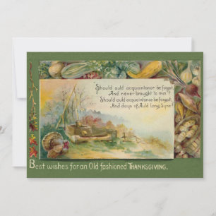 Vintage Harvest Auld Lang Syne Thanksgiving Holiday Card