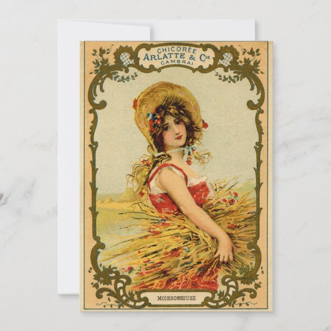 Vintage Harvest Girl Invitation (Front)