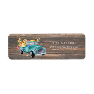 Vintage Harvest Truck   Autumn Return Address Return Address Label