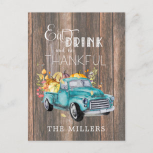 Vintage Harvest Truck Thanksgiving Postcard
