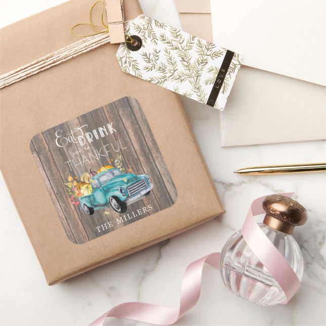 Vintage Harvest Truck | Thanksgiving Sticker (Gifting)