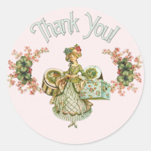 Vintage Hat Box Lady Thank You Stickers