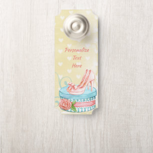 Vintage Hat Box Retro High Heels Pink Room Door Hanger