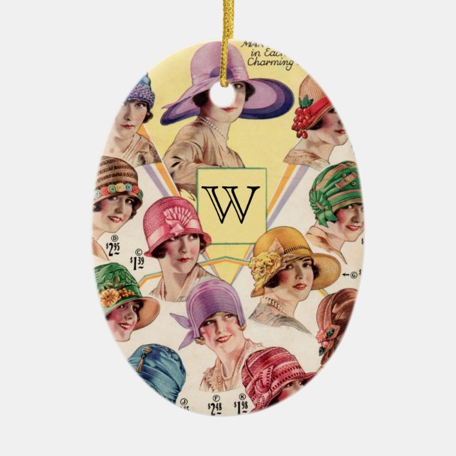 Vintage Hats Custom Monogram ornament (Front)