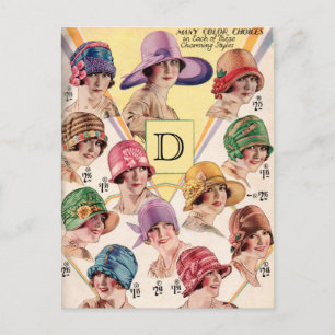 Vintage Hats Custom Monogram postcards