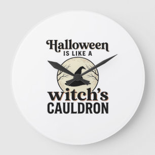 Vintage Haunted Castle Halloween Town Shirt Design Large Clock