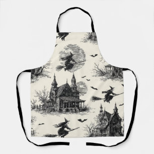 Vintage Haunted House and Witch Toile Pattern (2) Apron