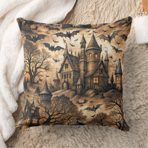 Vintage Haunted House Cushion