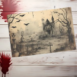 Vintage Haunted House Halloween Decoupage  Tissue Paper<br><div class="desc">This design may be personalised by choosing the Edit Design option. You may also transfer onto other items. Contact me at colorflowcreations@gmail.com or use the chat option at the top of the page if you wish to have this design on another product or need assistance with this design. See more...</div>