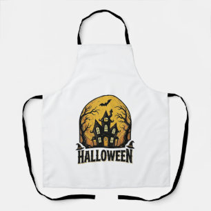 Vintage Haunted House Halloween Shirt Design_1 Apron