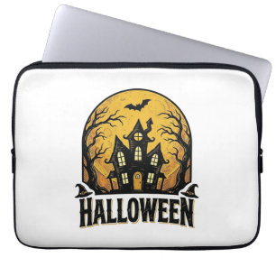 Vintage Haunted House Halloween Shirt Design_1 Laptop Sleeve