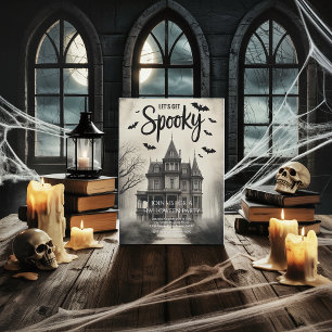 Vintage Haunted House Lets Get Spooky Halloween Invitation