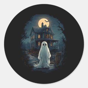 Vintage Haunted House Midnight Spooky Ghost Scary  Classic Round Sticker