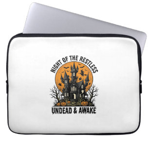 Vintage Haunted House Restless Dead Halloween Art_ Laptop Sleeve