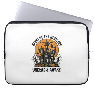 Vintage Haunted House Restless Dead Halloween Art_ Laptop Sleeve