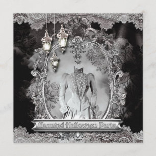 Vintage Haunted Lady Halloween Party Invitation