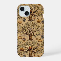 Vintage Haunted Trees & Pumpkin Lanterns Pattern