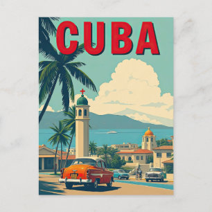 Vintage Havana Cuba Classic Car Retro Travel Postcard