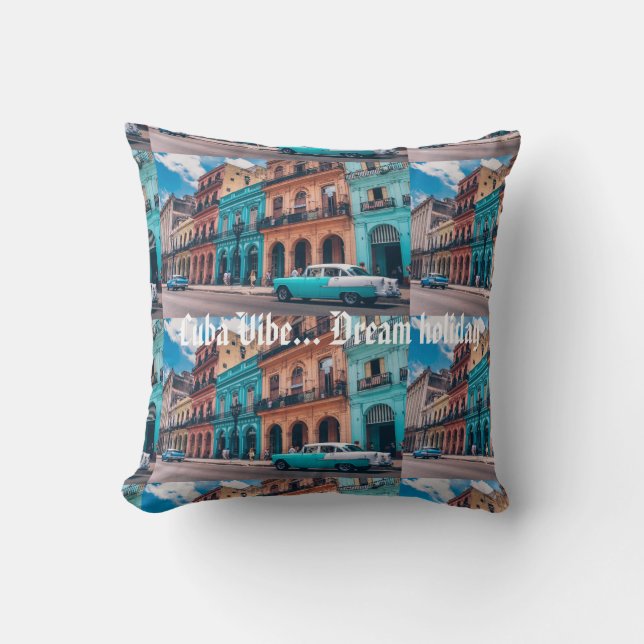 Vintage Havana Cuba Colourful  'Cuba vibe' Cushion (Front)