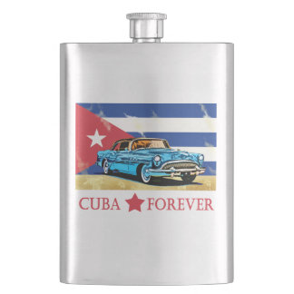 Vintage Havana Cuba Flag Classic Car Hip Flask