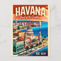 Vintage Havana Cuba Pearl of the Caribbean Retro 