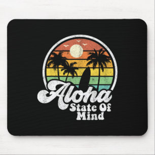 Vintage Hawaii Aloha State Hawaiian Beach Surfing Mouse Pad