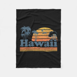 Vintage Hawaii Beach Summer Surfing Hawaiian Surf Fleece Blanket