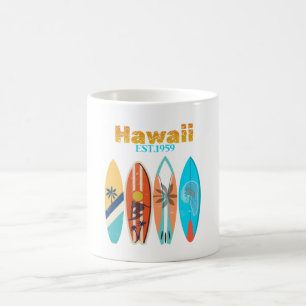 Vintage Hawaii Est. 1959 Retro Surfboards Coffee Mug