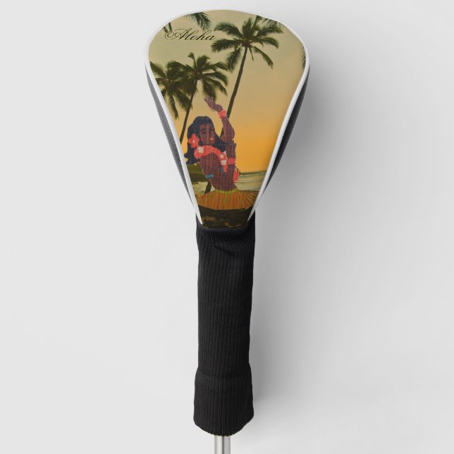 Vintage Hawaii Hula Girl Golf Head Cover (Front)