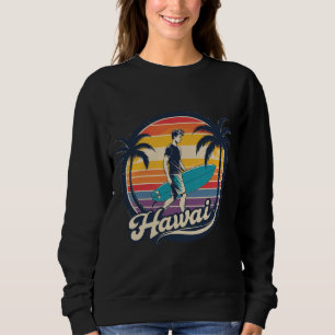 Vintage Hawaii Surfing Retro Sunset Aesthetic Sweatshirt