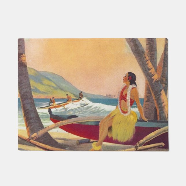 Vintage Hawaii Travel Doormat (Front)
