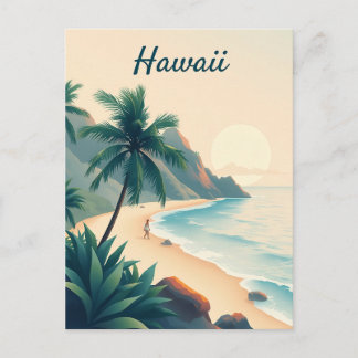Vintage Hawaii Travel Illustration Postcard