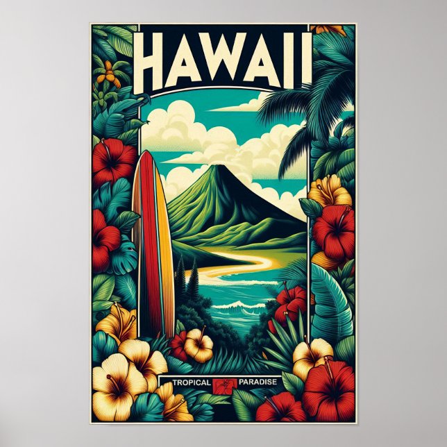 Vintage Hawaii Travel Poster (Front)