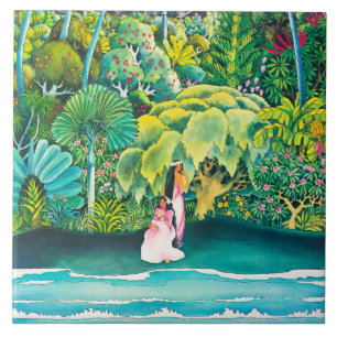 Vintage Hawaii Travel Poster Ceramic Tile