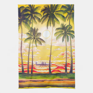 Vintage Hawaii Travel Poster Tea Towel