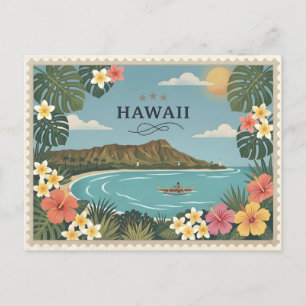 Vintage Hawaii Travel Waikiki Diamond Hea Holiday Postcard