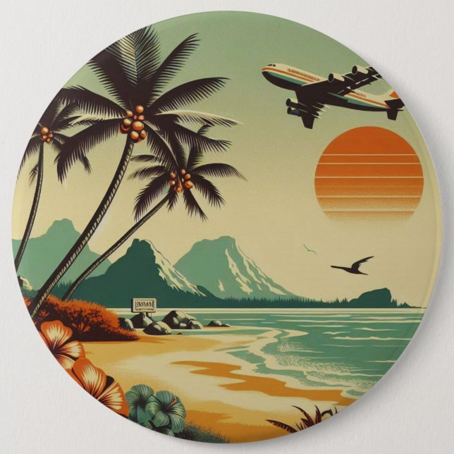 Vintage Hawaii/Tropical  6 Cm Round Badge (Front)