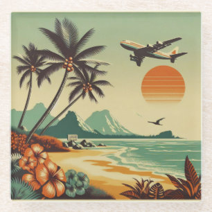 Vintage Hawaii/Tropical  Glass Coaster
