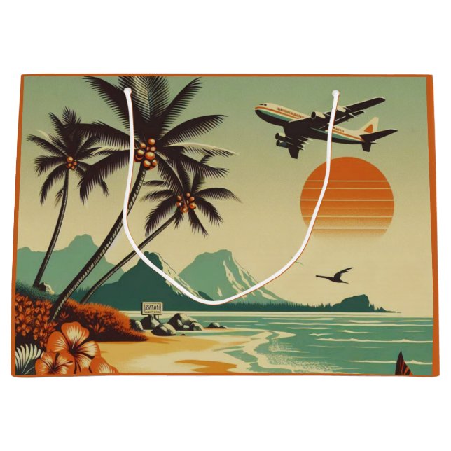 Vintage Hawaii/Tropical  Large Gift Bag (Front)