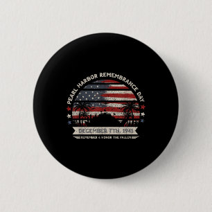 Vintage Hawaii Usa Flag Tee, Pearl Harbour 6 Cm Round Badge