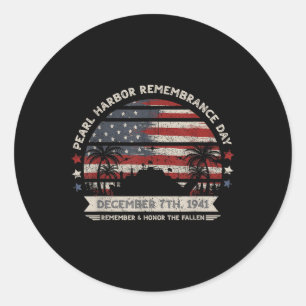 Vintage Hawaii Usa Flag Tee, Pearl Harbour Classic Round Sticker