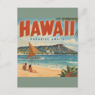 Vintage Hawaiian Aloha Escape Paradise Holiday Postcard