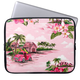 Vintage Hawaiian barkcloth design of tropical isla Laptop Sleeve