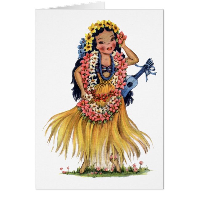 Vintage Hawaiian Girl in Hula Outfit Dress (Front)