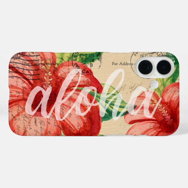 Vintage Hawaiian Hibiscus Postcard  Case-Mate iPhone Case (Back (Horizontal))
