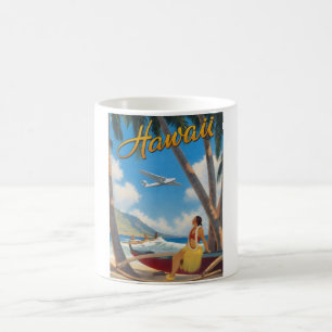 Vintage Hawaiian Hula Girl Aloha Escape Paradise Coffee Mug